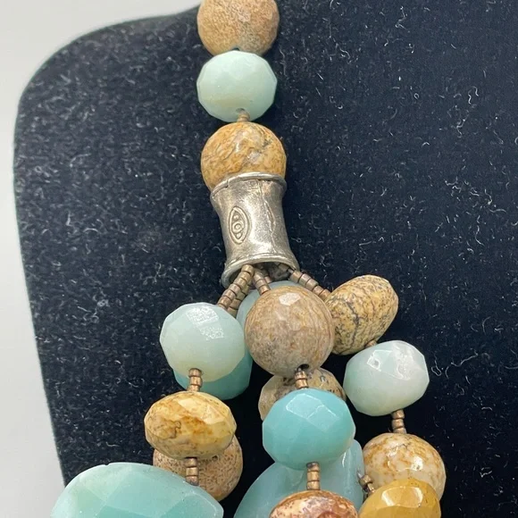 INCA Statement Necklace Natural Stone Single to Multi-Strand Bead Sterling - Picture 11 of 14